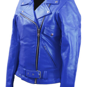 Blue Leather jacket Brando Look back For Men's