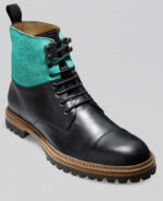 Blue Look Black Leather With Rubber Sole Ankle Boot, New Formal Boot