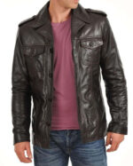 Men's Genuine Leather Black Slim fit Biker Motorcycle Jacket - leathersguru