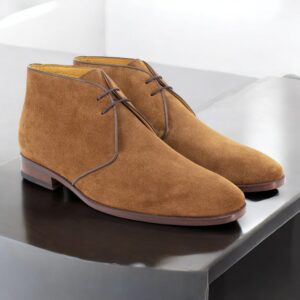 Handmade Brown Suede Chukka Lace Up Boot For Men's