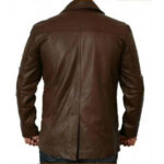 CLASSIC BUTTON STYLE ANTIQUE BROWN LEATHER JACKET COAT MEN