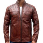 Handmade Cafe Racer Motorcycle Vintage Distressed Brown Waxed Biker Men's Leather Jacket - leathersguru