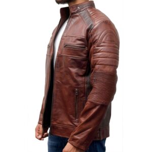 Handmade Cafe Racer Motorcycle Vintage Distressed Brown Waxed Biker Men's Leather Jacket - leathersguru