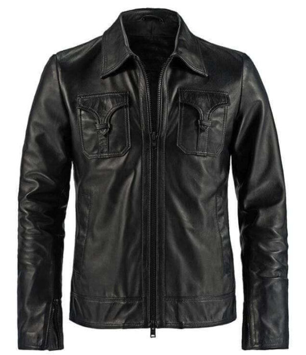 Men's Genuine Leather Black Slim fit Biker Motorcycle Jacket - leathersguru