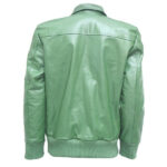 Charming Green Leather Bomber Jacket Men