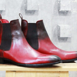 Men's Chelsea Two Tone Leather Ankle boots,Handmade Men Casual Boots