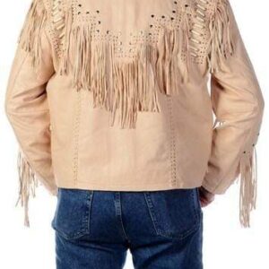 Western Men 1980' Cowboy Cream Color Fringe Jacket - leathersguru