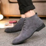 Custom Made Hand Stitched Men's Gray Suede Chukka Boots