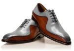 Customize Gray Brown Leather Narrow Toe Casual Dress Shoes - leathersguru