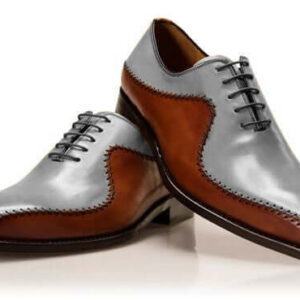 Customize Gray Brown Leather Narrow Toe Casual Dress Shoes - leathersguru