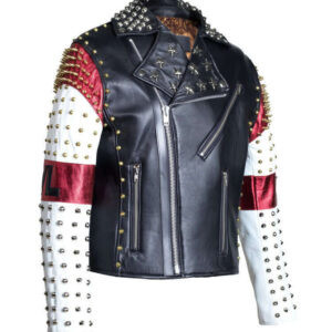 Dead Handmade Multi Color Studded Patches Leather Jacket