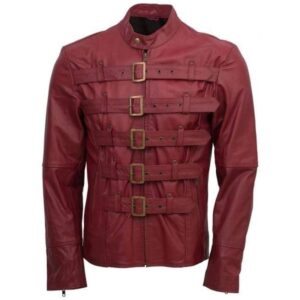 Designer Men Maroon Belted Fashion Leather Jacket Men Military Style Jacket - leathersguru