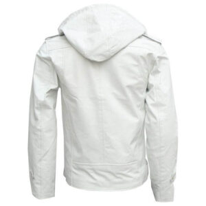 Designer New Magnificent White Men's Hooded Leather Jacket Men Style Jacket - leathersguru