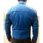 Electric Blue Biker Leather Jacket Brando Type