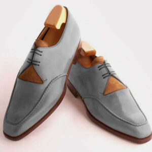 Gray Leather New Edition Split Design Handmade Lace Up Shoes - leathersguru