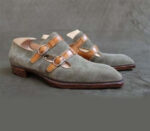 Gray monk leather shoes for men, Dress shoes