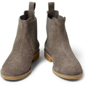 Handmade Men's Ankle High Suede Gray Chelsea Boot - leathersguru