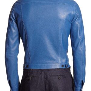 Men's Blue Leather Jacket, Men's Blue Biker Leather Jacket - leathersguru