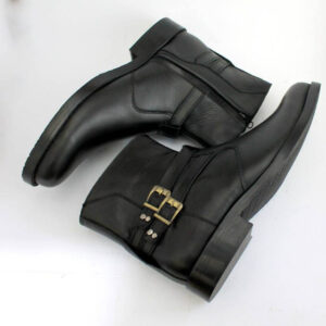 HANDMADE ANKLE HIGH BOOTS SIDE ZIPPER BUCKLE LEATHER MENS