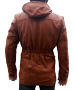 HANDMADE MEN BROWN SLIM FIT LEATHER JACKET, MEN LEATHER HOODIE