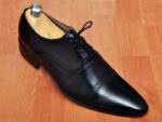 HANDMADE MEN'S OXFORD BLACK LACEUP LEATHER SHOES, MENS BLACK DRESS LEATHER SHOES