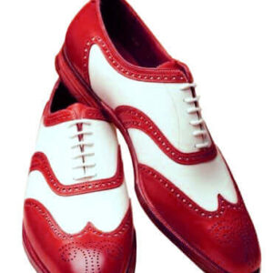 Hand Crafted White & Red Wing Tip Leather Shoes Party Wear Shoes,Dress Shoes