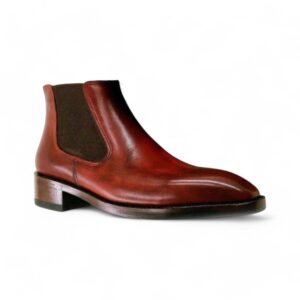 Burgundy Chelsea Leather boots For Mens ,Bespoke Leather Ankle boots