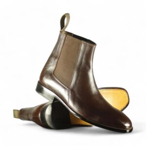 Handmade Ankle High Brown Leather Chelsea Boot - leathersguru