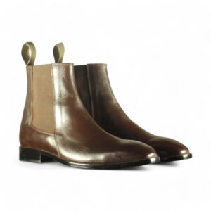 Handmade Ankle High Brown Leather Chelsea Boot - leathersguru