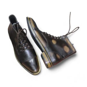 Handmade Ankle High Lace Up Boot, Men's Vintage Leather Boot