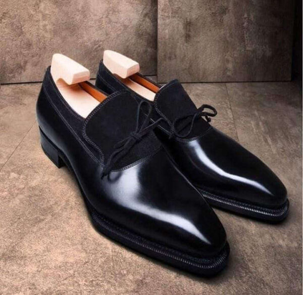 Handmade Men's Black Suede Leather Lace Up Shoe - leathersguru