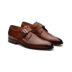 Handmade Brown Monk Strap Leather Shoe