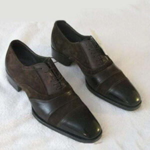 Handmade Brown Cap Toe Leather Suede Shoe - leathersguru