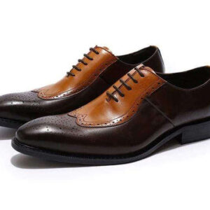 Men's Tan Brown Brogue Lace Up Shoe - leathersguru