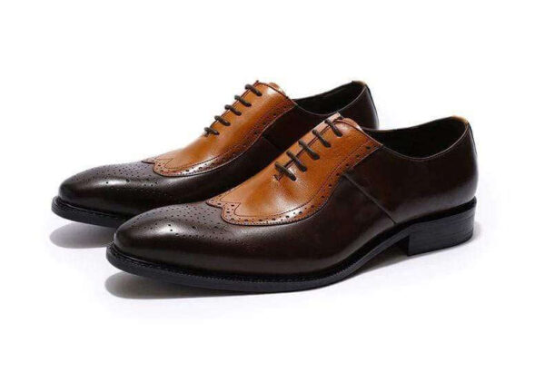 Men's Tan Brown Brogue Lace Up Shoe - leathersguru