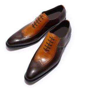 Men's Tan Brown Brogue Lace Up Shoe - leathersguru