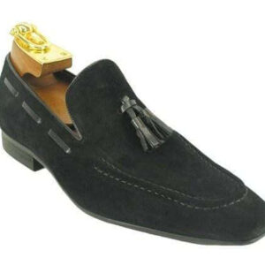 Handmade Black Suede Loafers Tussles Shoes - leathersguru