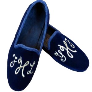 Handmade Embroidery Blue Slip On Velvet Shoe - leathersguru