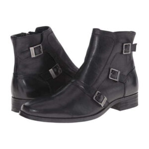 Handmade Black Leather Triple Monk Boot - leathersguru