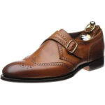 Handmade Brown Leather Brogue Monk Shoe - leathersguru