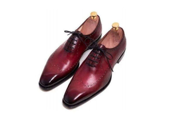 Handmade Burgundy Leather Wing Tip Shoe - leathersguru