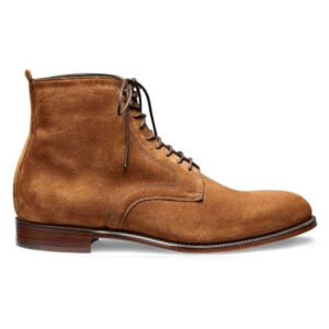 Handmade Men's Ankle High Suede Brown Lace Up Boot - leathersguru
