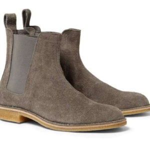 Handmade Men's Ankle High Gray Chelsea Suede Boot - leathersguru