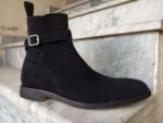 Handmade Men's Black Jodhpurs Buckle Suede Ankle High Boot - leathersguru