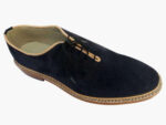 Handmade Navy Blue Suede Derby Lace Up Shoes - leathersguru