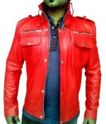 New Men's Red Bomber Slim Fit Leather Jacket, Men leather jacket - leathersguru