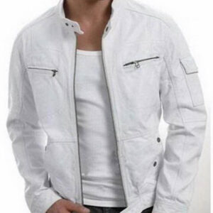 New Men Stylish Unique White Leather Jacket, Men Leather jacket - leathersguru