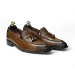 Bespoke Chocolate Brown Leather Tussle Loafer for Men - leathersguru