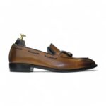 Bespoke Chocolate Brown Leather Tussle Loafer for Men - leathersguru