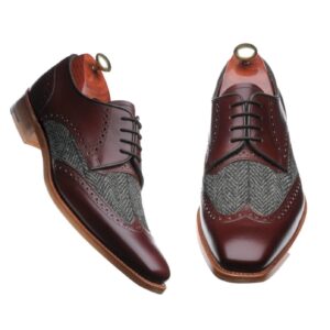 Handmade Ankle High Wing Tip Shoes Brogue Formal Trendy Fashion Tuxedo shoes